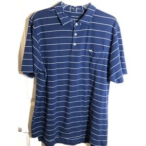 B Draddy Polo Men Large Blue Golf Performance Casual Sports Hike Fish Shirt